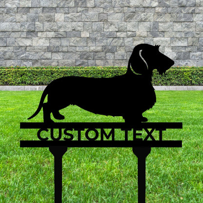 Dachshund Wire Haired Custom Address, Name Metal Yard Sign - Mallard Moon Gift Shop