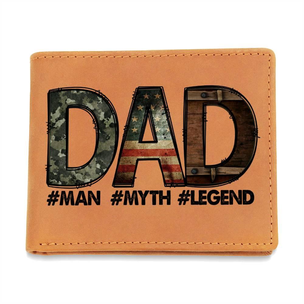 DAD Custom Printed Leather Wallet - Man - Myth - Legend - Mallard Moon Gift Shop
