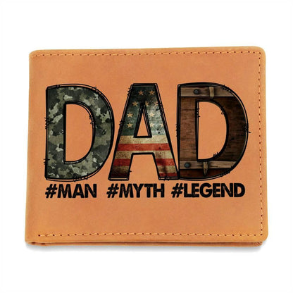 DAD Custom Printed Leather Wallet - Man - Myth - Legend - Mallard Moon Gift Shop