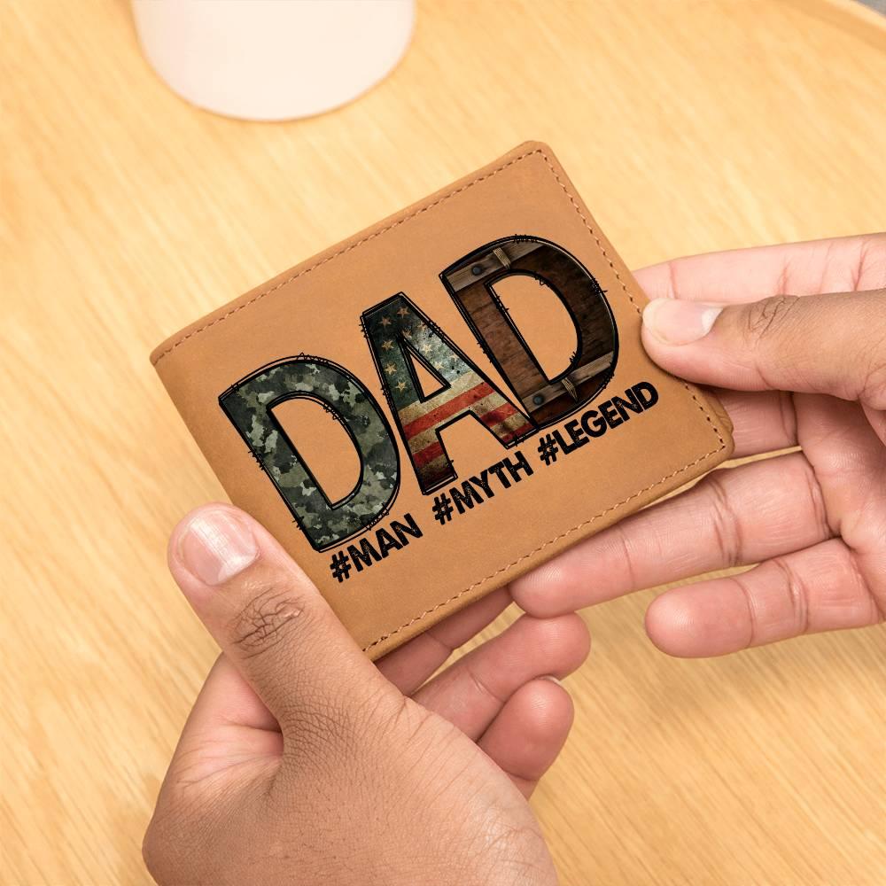 DAD Custom Printed Leather Wallet - Man - Myth - Legend - Mallard Moon Gift Shop