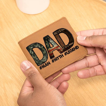 DAD Custom Printed Leather Wallet - Man - Myth - Legend - Mallard Moon Gift Shop
