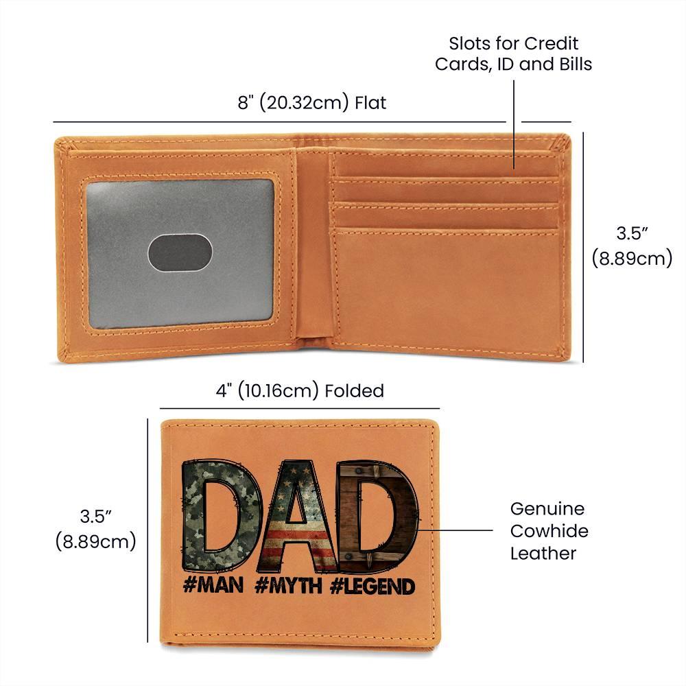 DAD Custom Printed Leather Wallet - Man - Myth - Legend - Mallard Moon Gift Shop