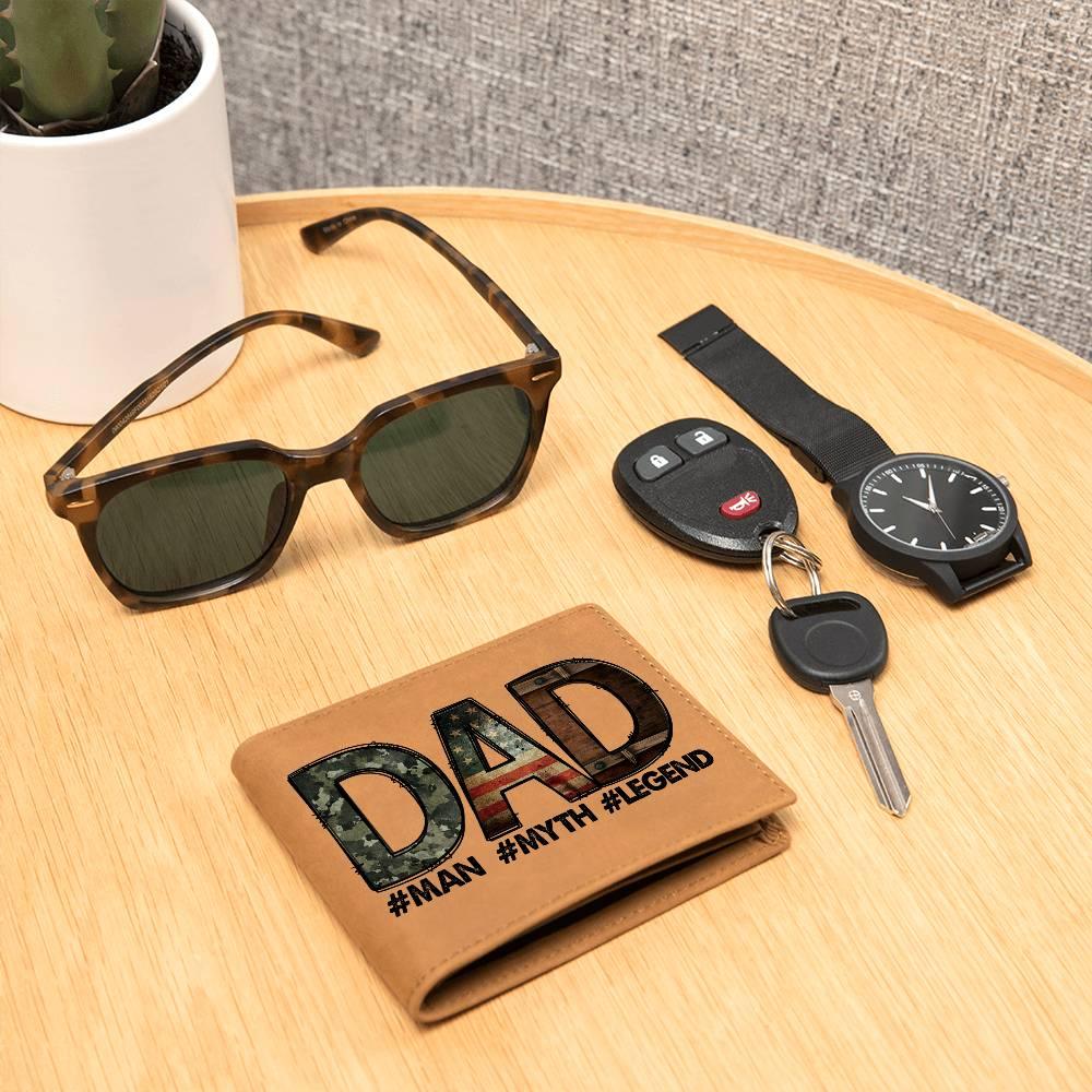 DAD Custom Printed Leather Wallet - Man - Myth - Legend - Mallard Moon Gift Shop