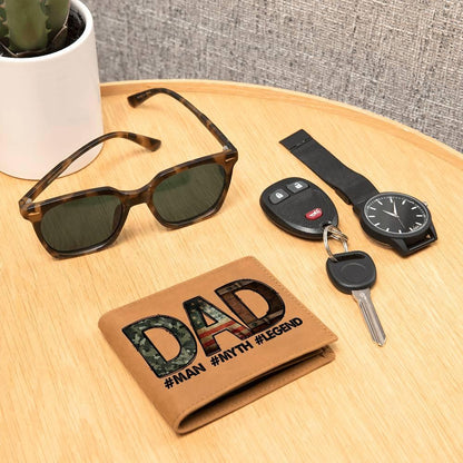 DAD Custom Printed Leather Wallet - Man - Myth - Legend - Mallard Moon Gift Shop