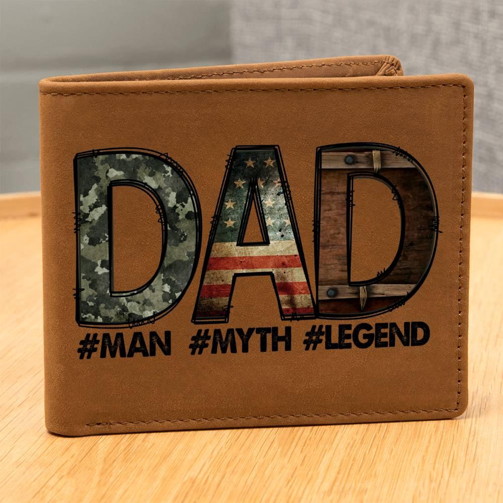 DAD Custom Printed Leather Wallet - Man - Myth - Legend - Mallard Moon Gift Shop