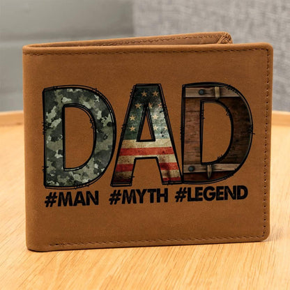 DAD Custom Printed Leather Wallet - Man - Myth - Legend - Mallard Moon Gift Shop