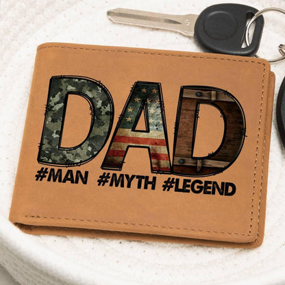 DAD Custom Printed Leather Wallet - Man - Myth - Legend - Mallard Moon Gift Shop