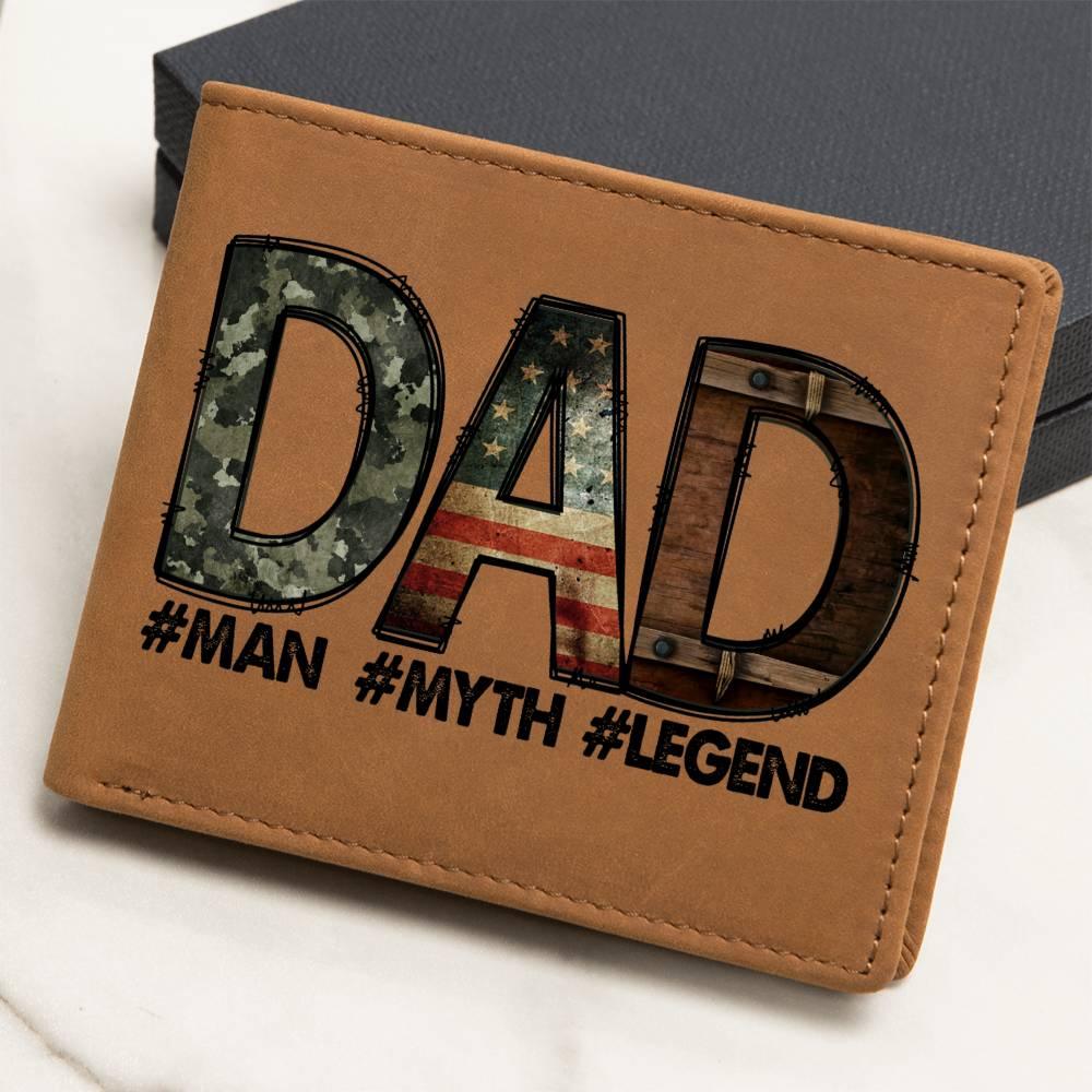 DAD Custom Printed Leather Wallet - Man - Myth - Legend - Mallard Moon Gift Shop