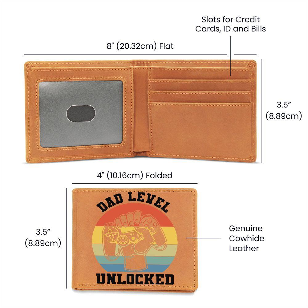 Dad Level Unlocked Leather Wallet - Mallard Moon Gift Shop