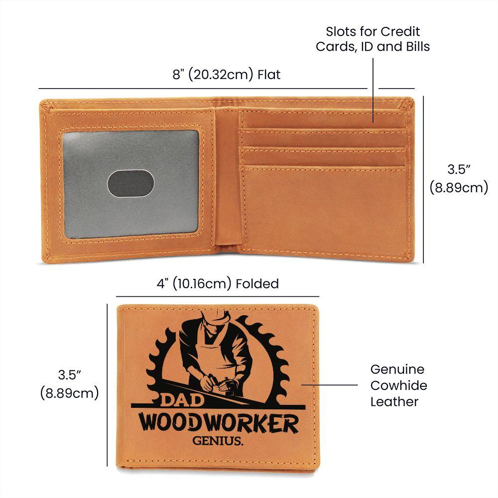 Dad Woodworker Genius Leather Wallet - Mallard Moon Gift Shop