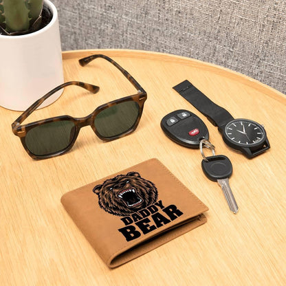 Daddy Bear Printed Leather Wallet Genuine Cowhide - Mallard Moon Gift Shop