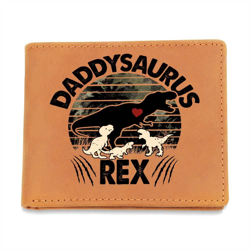 Daddysaurus Rex Custom Printed Leather Wallet - Mallard Moon Gift Shop