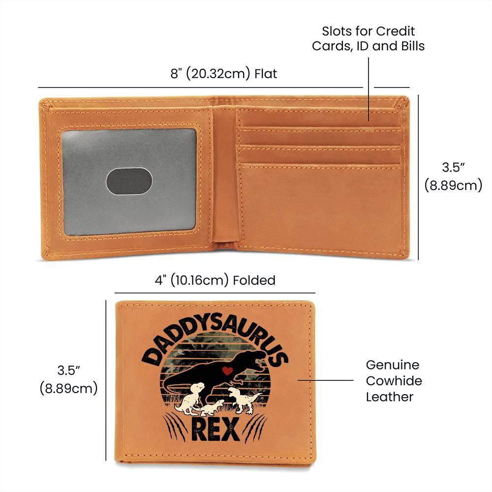 Daddysaurus Rex Custom Printed Leather Wallet - Mallard Moon Gift Shop