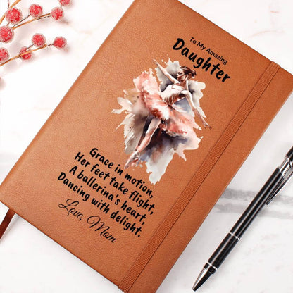 Daughter Gift Personalized Ballerina Leather Journal - Mallard Moon Gift Shop