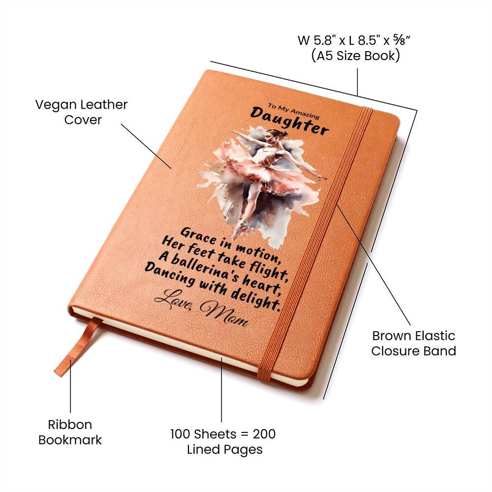 Daughter Gift Personalized Ballerina Leather Journal - Mallard Moon Gift Shop