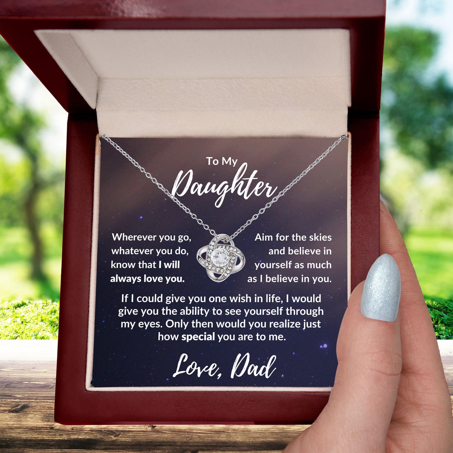 To My Daughter From Dad - I Believe in You - Love Knot Message Card Gift Box - Mallard Moon Gift Shop