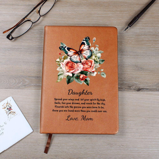 Daughter Spread your Wings Personalized Butterfly Leather Journal - Mallard Moon Gift Shop