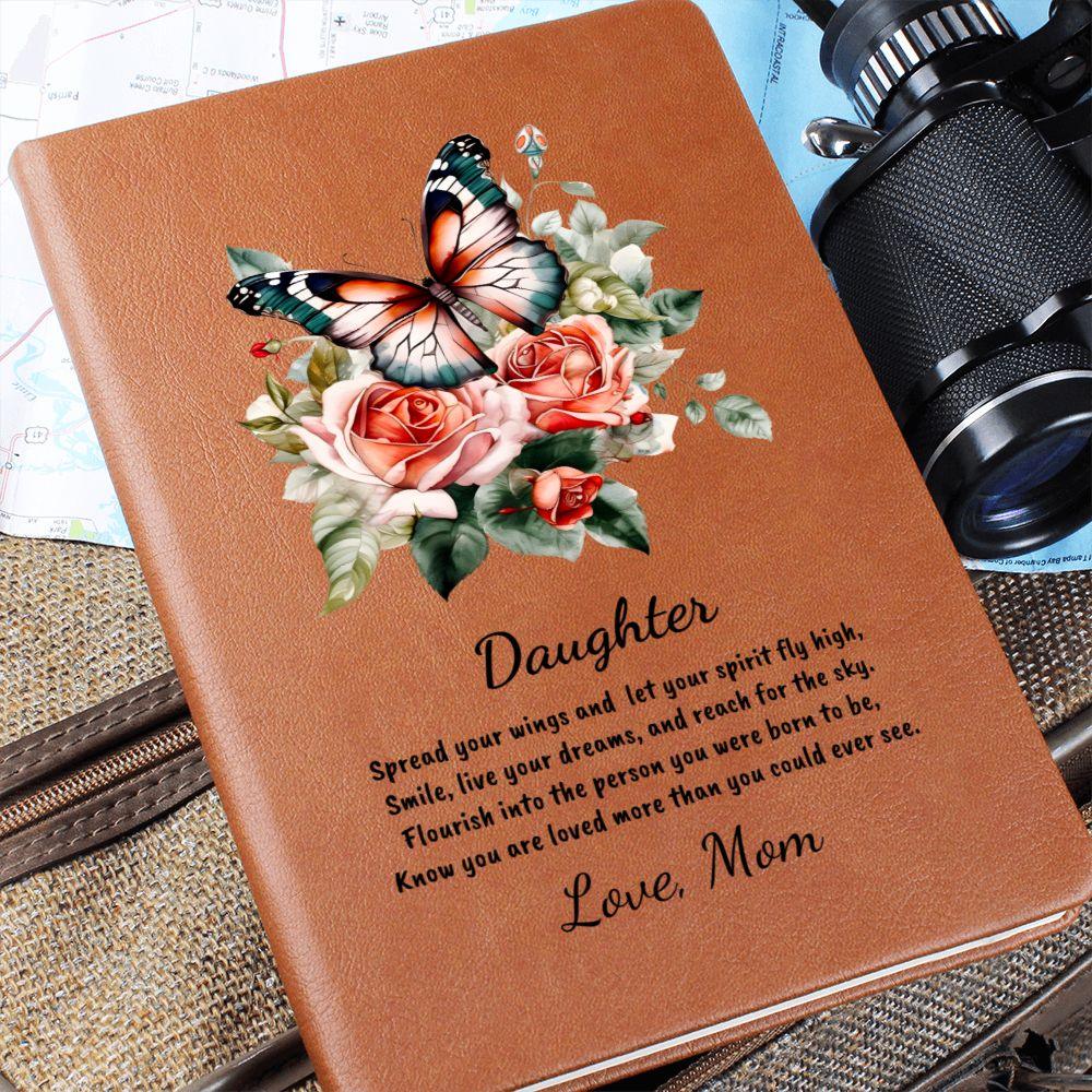 Daughter Spread your Wings Personalized Butterfly Leather Journal - Mallard Moon Gift Shop