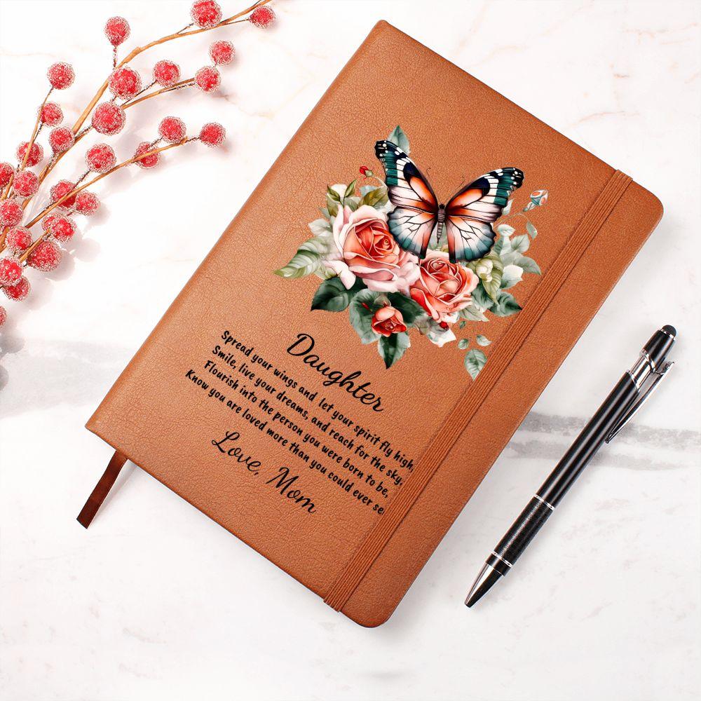 Daughter Spread your Wings Personalized Butterfly Leather Journal - Mallard Moon Gift Shop