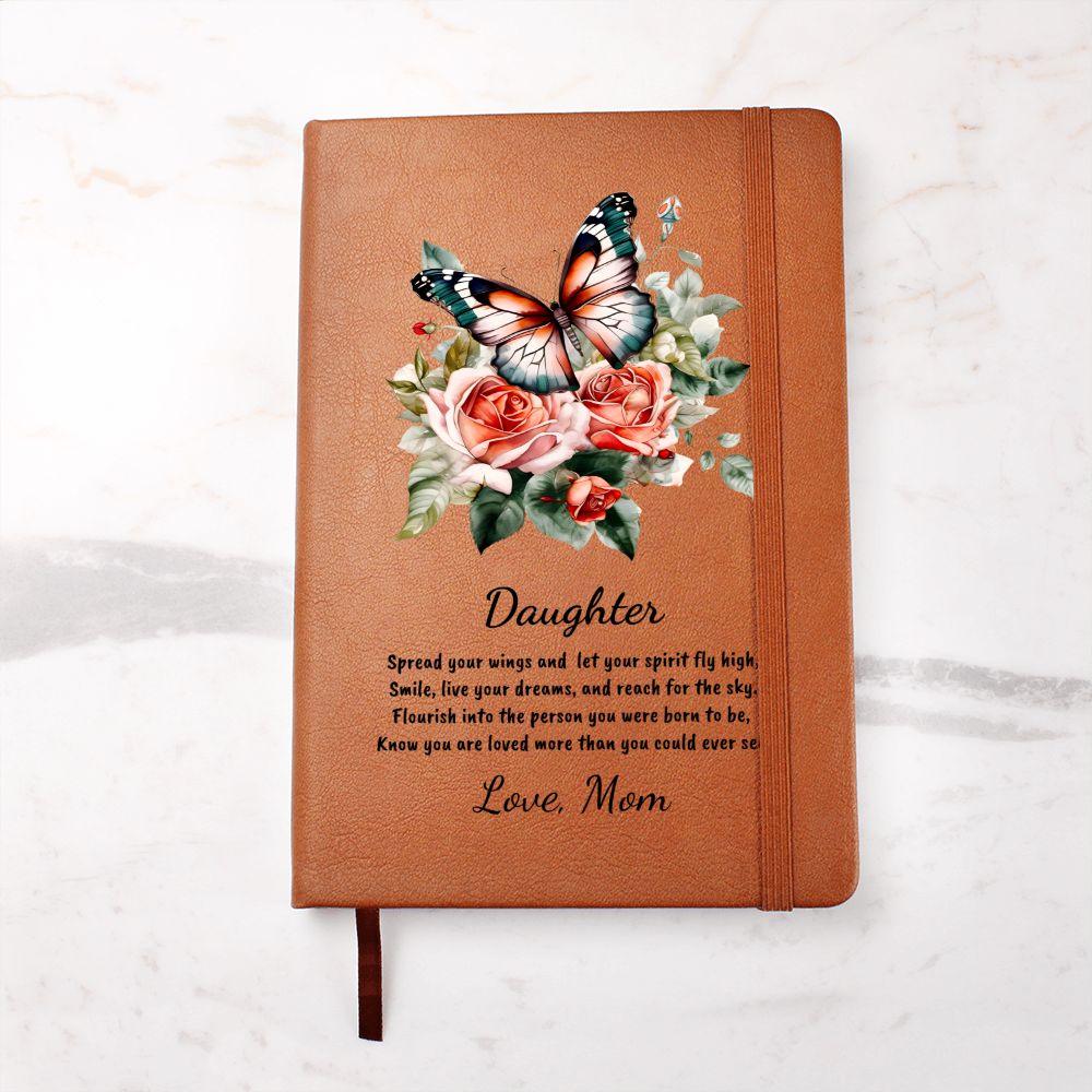 Daughter Spread your Wings Personalized Butterfly Leather Journal - Mallard Moon Gift Shop