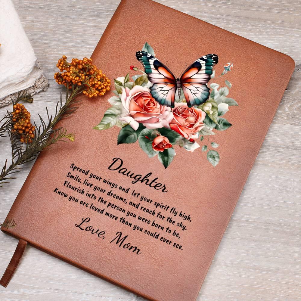 Daughter Spread your Wings Personalized Butterfly Leather Journal - Mallard Moon Gift Shop