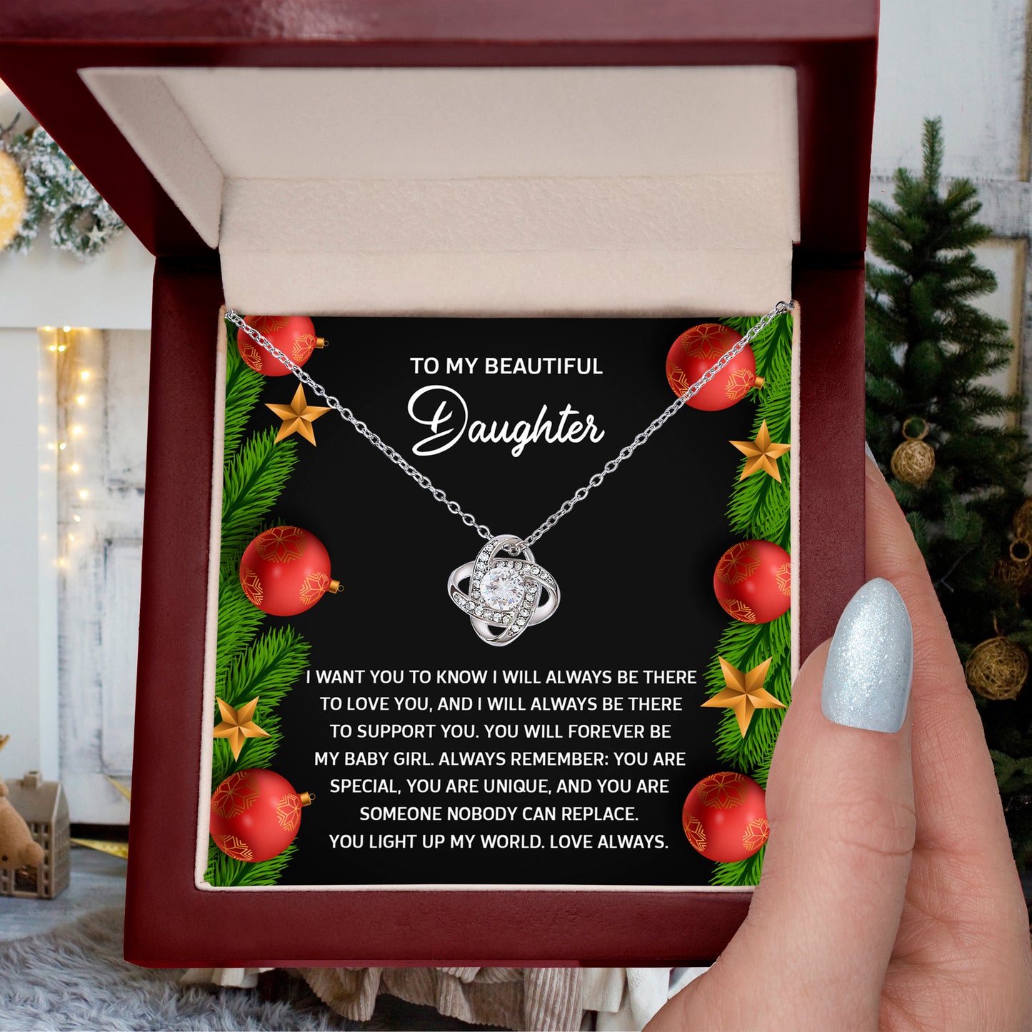 Gift for Daughter - Nobody Can Replace - Love Knot Pendant Necklace - Mallard Moon Gift Shop