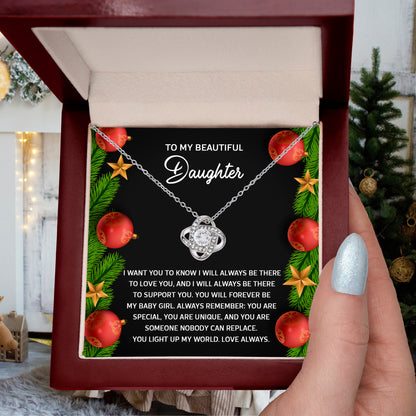 Gift for Daughter - Nobody Can Replace - Love Knot Pendant Necklace - Mallard Moon Gift Shop