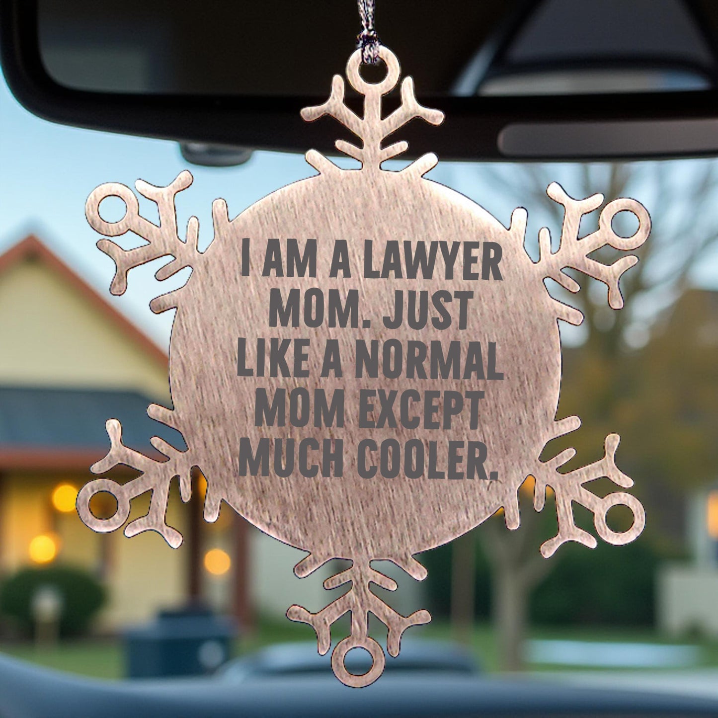 Funny Lawyer Gifts from Mom - Snowflake Ornament for Christmas - 'I Am A Lawyer Mom' Quote - Mallard Moon