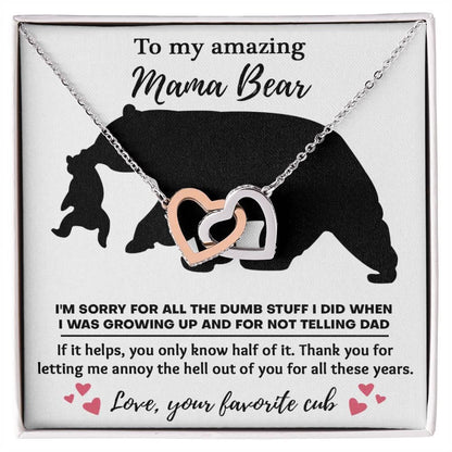 Dear Mom Thanks for Not Telling Dad Interlocking Hearts Necklace - Mallard Moon Gift Shop