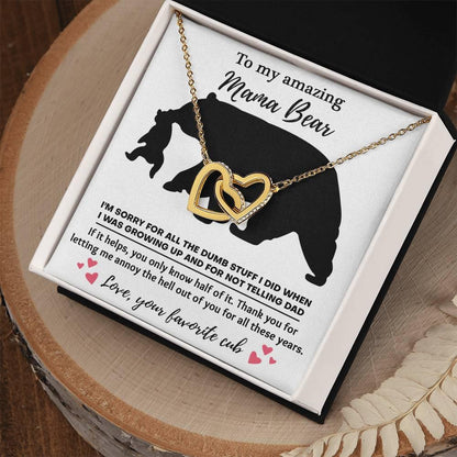 Dear Mom Thanks for Not Telling Dad Interlocking Hearts Necklace - Mallard Moon Gift Shop