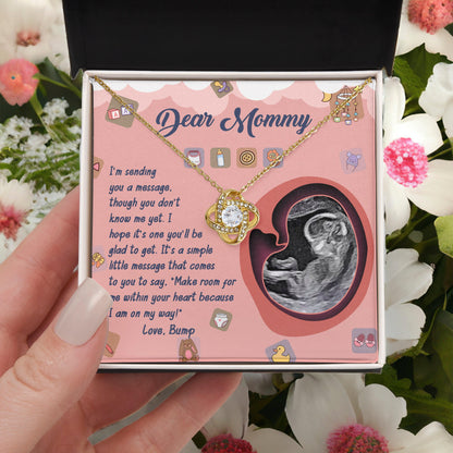 Dear Mommy To Be I Am On My Way - Love Knot Necklace - Mallard Moon Gift Shop