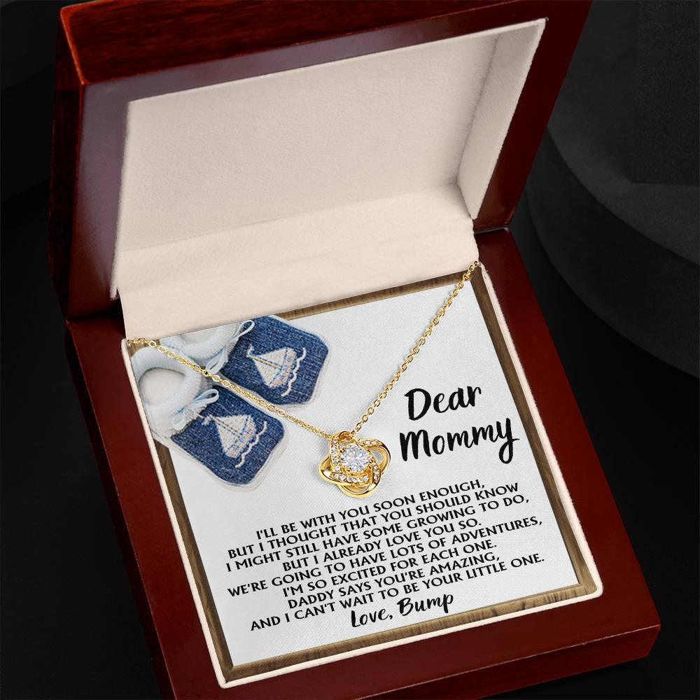 Dear Mommy-To-Be You're Amazing and I Can't Wait - Love Knot Necklace - Mallard Moon Gift Shop