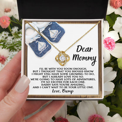 Dear Mommy-To-Be You're Amazing and I Can't Wait - Love Knot Necklace - Mallard Moon Gift Shop