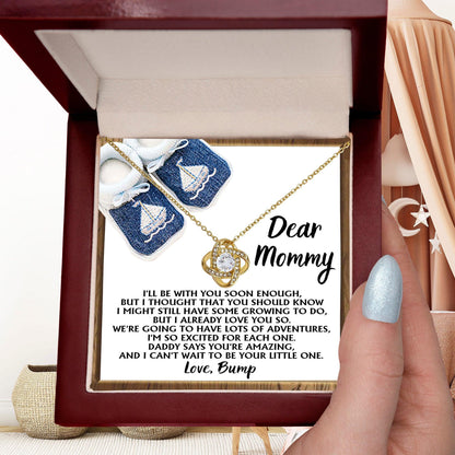 Dear Mommy-To-Be You're Amazing and I Can't Wait - Love Knot Necklace - Mallard Moon Gift Shop