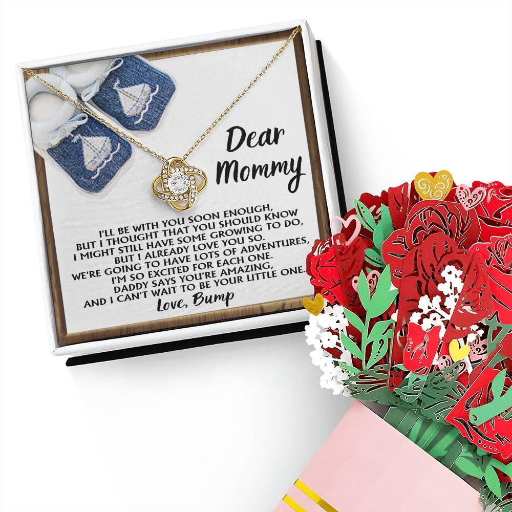 Dear Mommy-To-Be You're Amazing and I Can't Wait - Love Knot Necklace - Mallard Moon Gift Shop