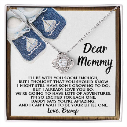 Dear Mommy-To-Be You're Amazing and I Can't Wait - Love Knot Necklace - Mallard Moon Gift Shop