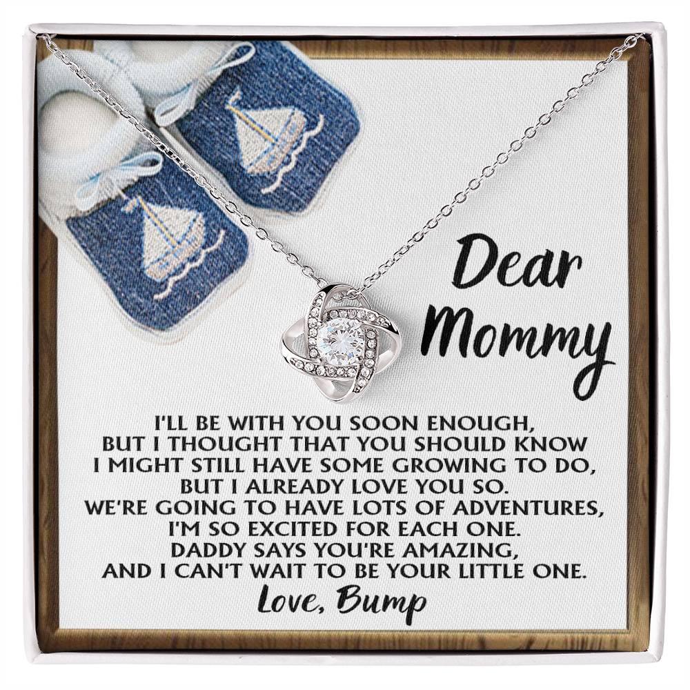 Dear Mommy-To-Be You're Amazing and I Can't Wait - Love Knot Necklace - Mallard Moon Gift Shop