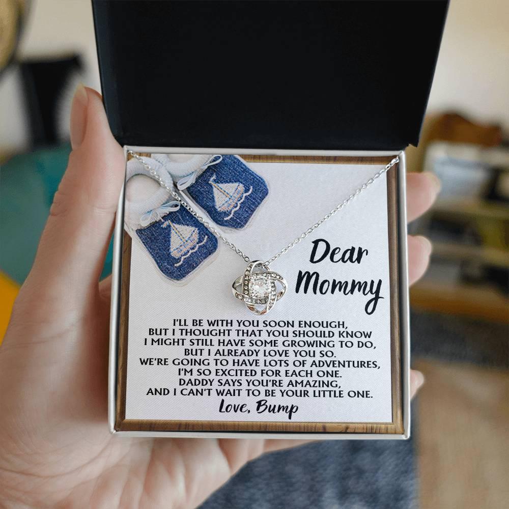 Dear Mommy-To-Be You're Amazing and I Can't Wait - Love Knot Necklace - Mallard Moon Gift Shop
