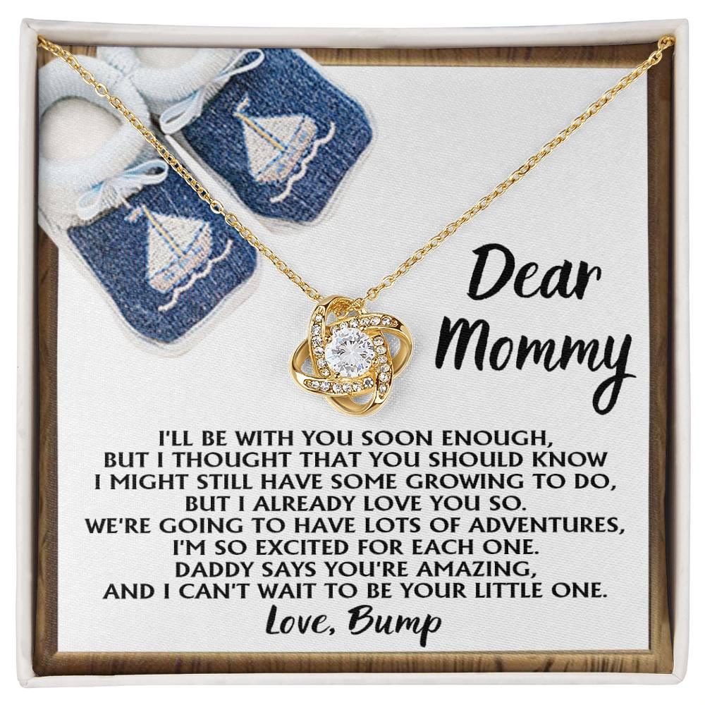 Dear Mommy-To-Be You're Amazing and I Can't Wait - Love Knot Necklace - Mallard Moon Gift Shop