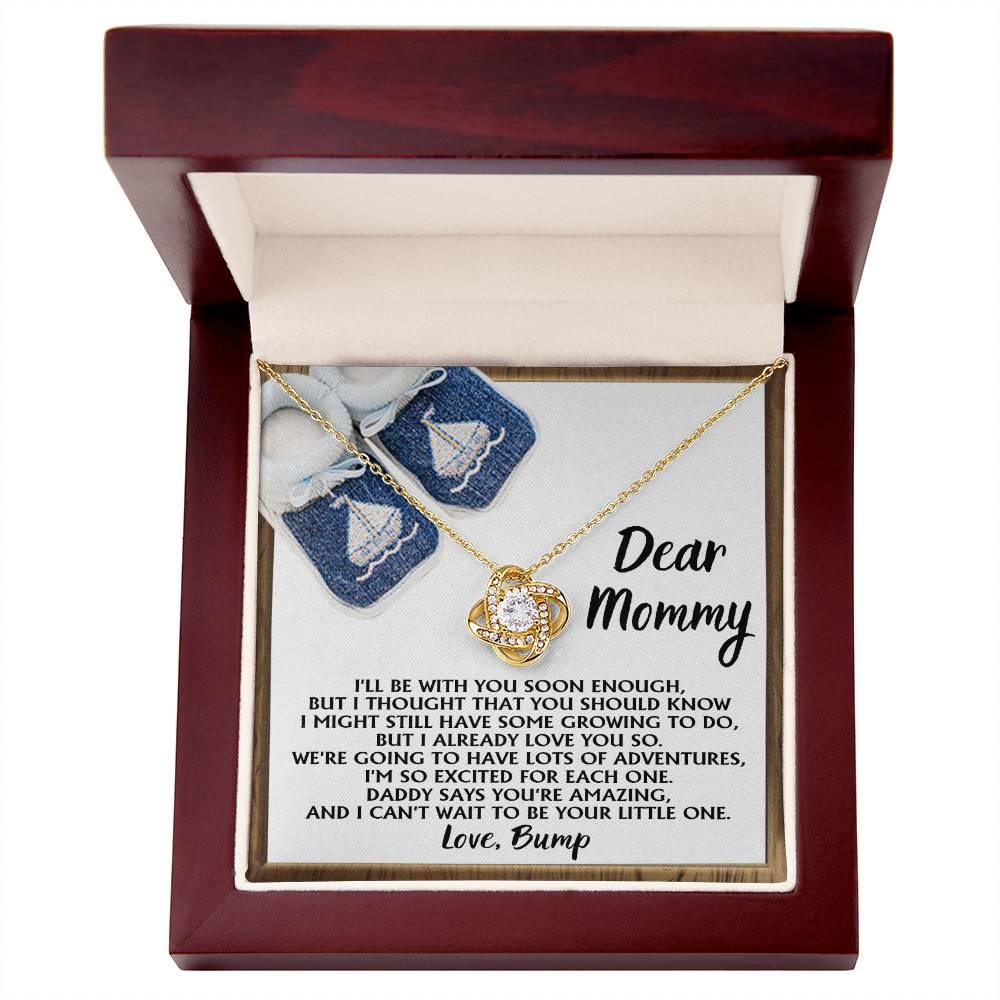 Dear Mommy-To-Be You're Amazing and I Can't Wait - Love Knot Necklace - Mallard Moon Gift Shop