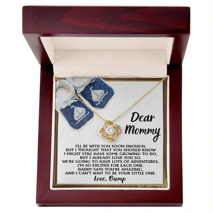 Dear Mommy-To-Be You're Amazing and I Can't Wait - Love Knot Necklace - Mallard Moon Gift Shop
