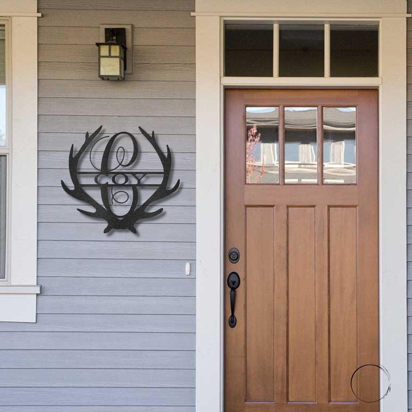 Deer Antler Personalized Initial Name Metal Art Wall Sign - Mallard Moon Gift Shop