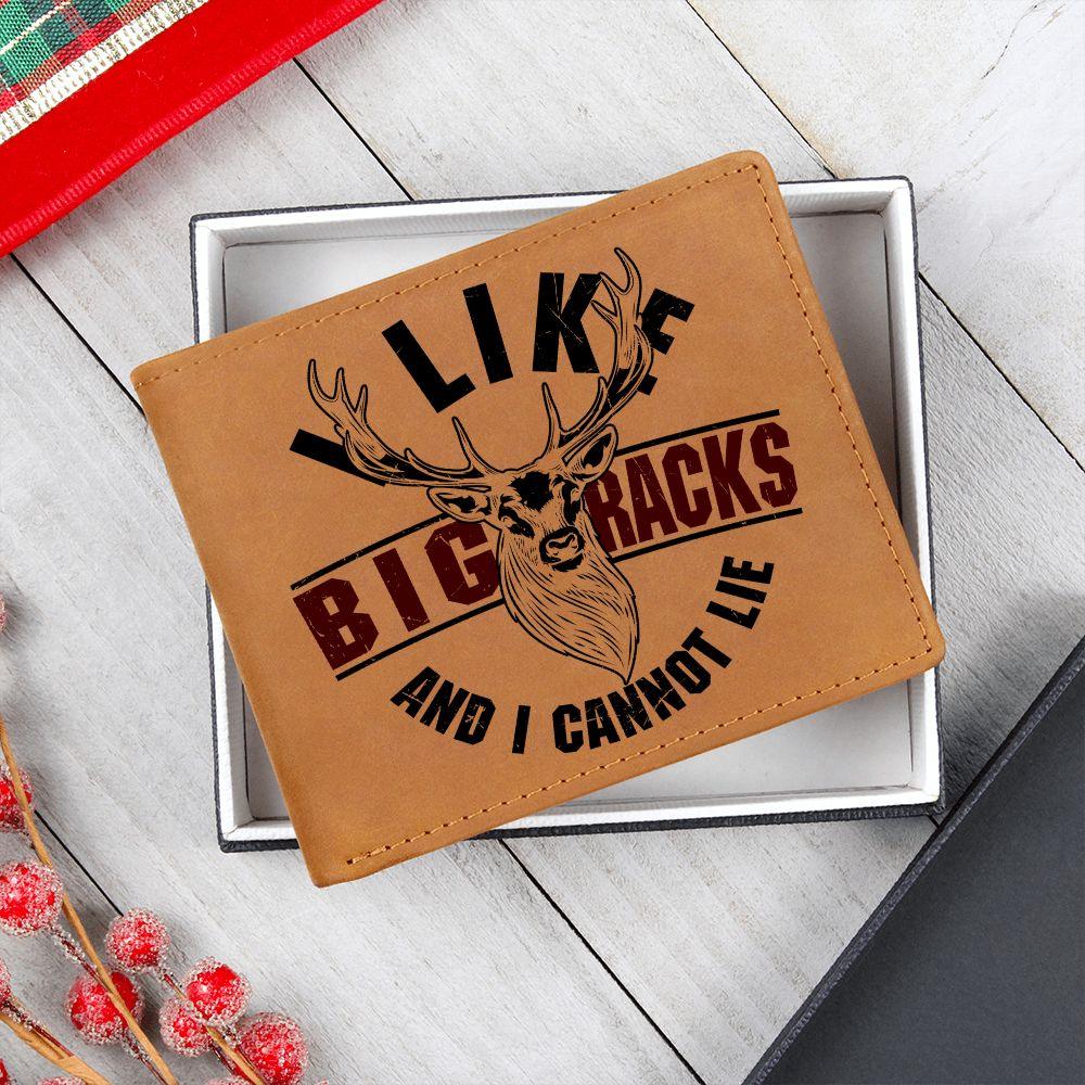Deer Hunter Gift I Like Big Racks Leather Wallet - Mallard Moon Gift Shop