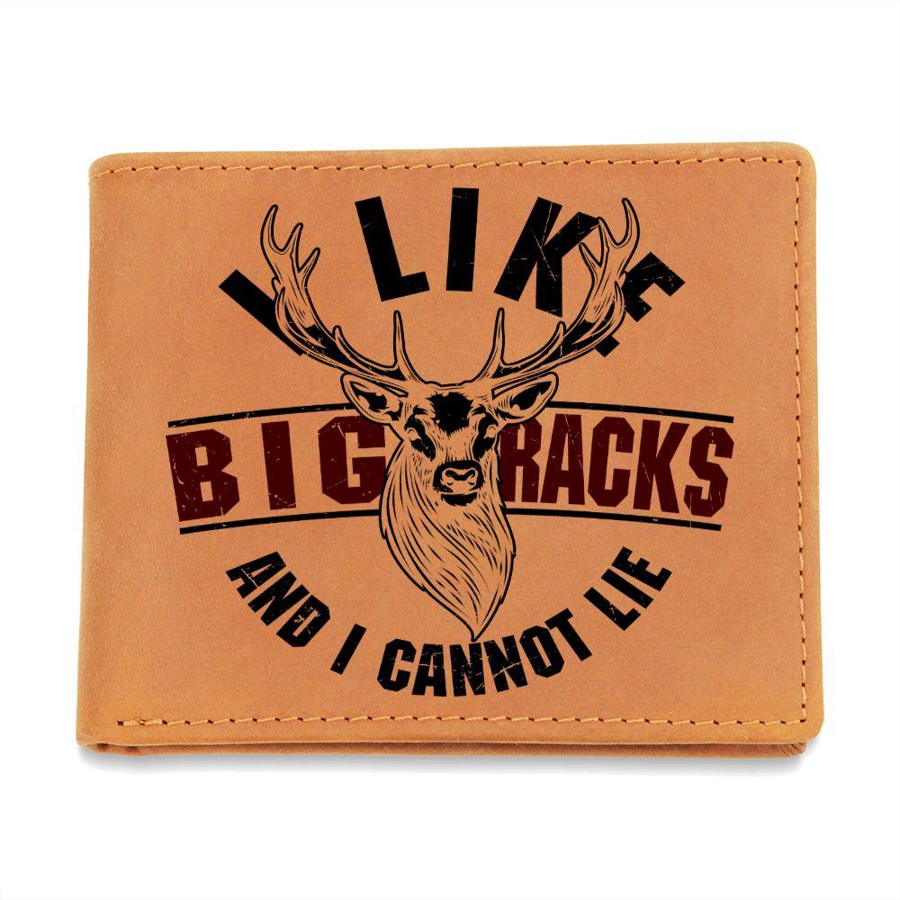 Deer Hunter Gift I Like Big Racks Leather Wallet - Mallard Moon Gift Shop