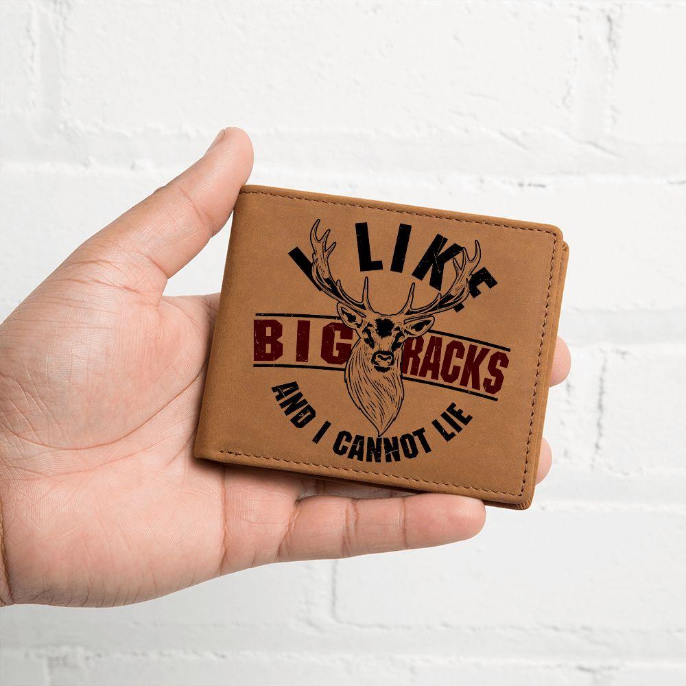 Deer Hunter Gift I Like Big Racks Leather Wallet - Mallard Moon Gift Shop