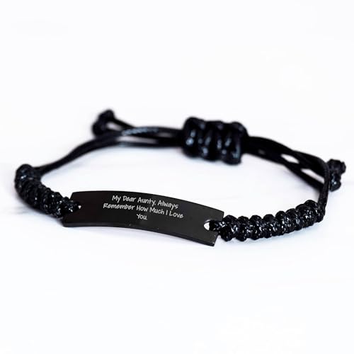 Spring Pet Products Aunty's Special Heartfelt Rope Bracelet, Black Stainless Steel Adjustable Rope for Women, Funny Quote Valentine's Day Unique Gift - Mallard Moon Gift Shop
