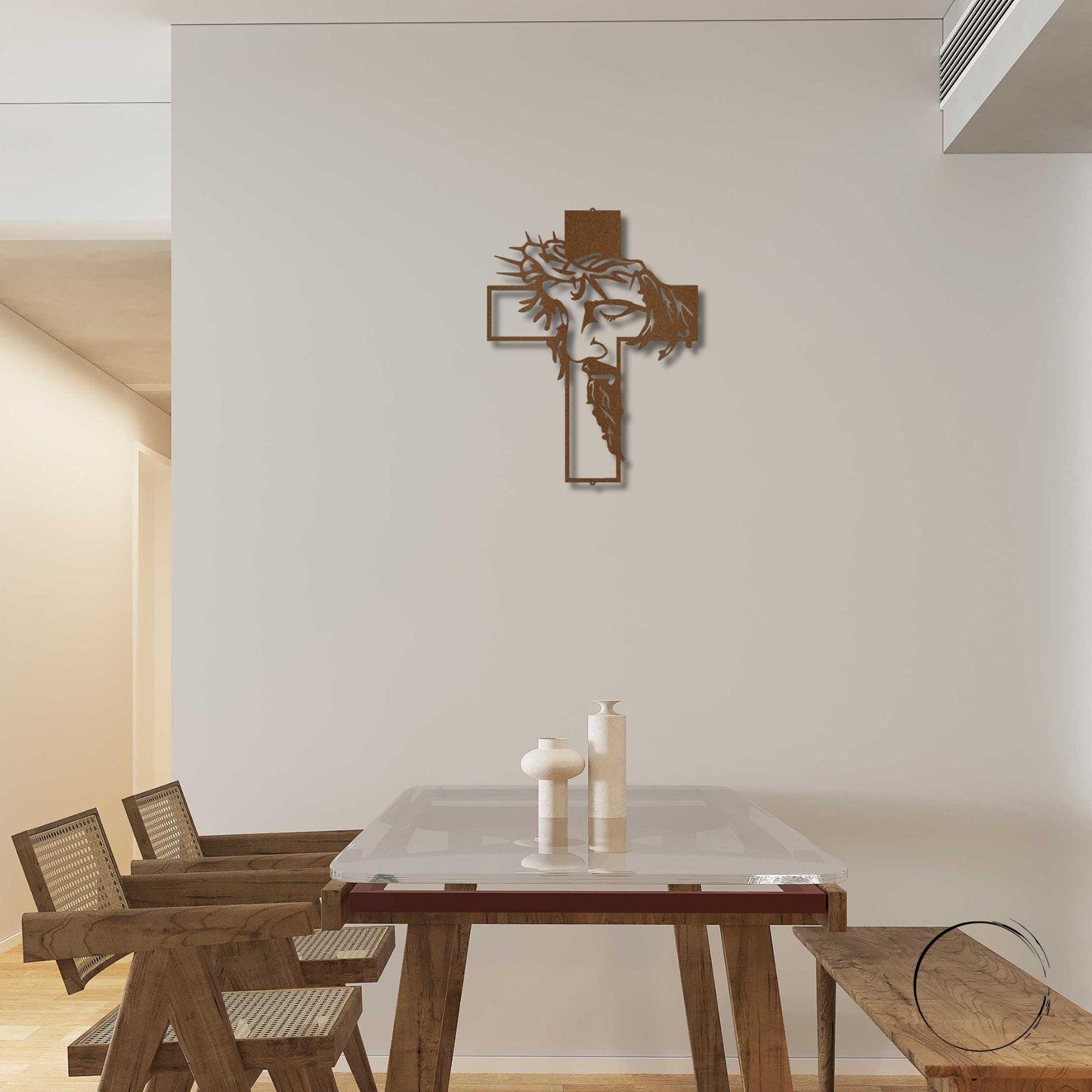 Jesus Crown of Thorns Steel Cross Sign Christian Metal Wall Decor Made in USA - Mallard Moon Gift Shop