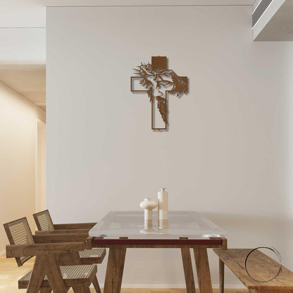 Jesus Crown of Thorns Steel Cross Sign Christian Metal Wall Decor Made in USA - Mallard Moon Gift Shop