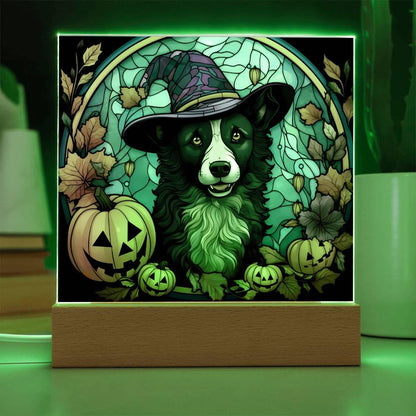 Dog Halloween Portrait Stained Glass Acrylic Plaque - Mallard Moon Gift Shop