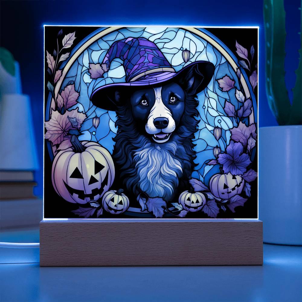 Dog Halloween Portrait Stained Glass Acrylic Plaque - Mallard Moon Gift Shop